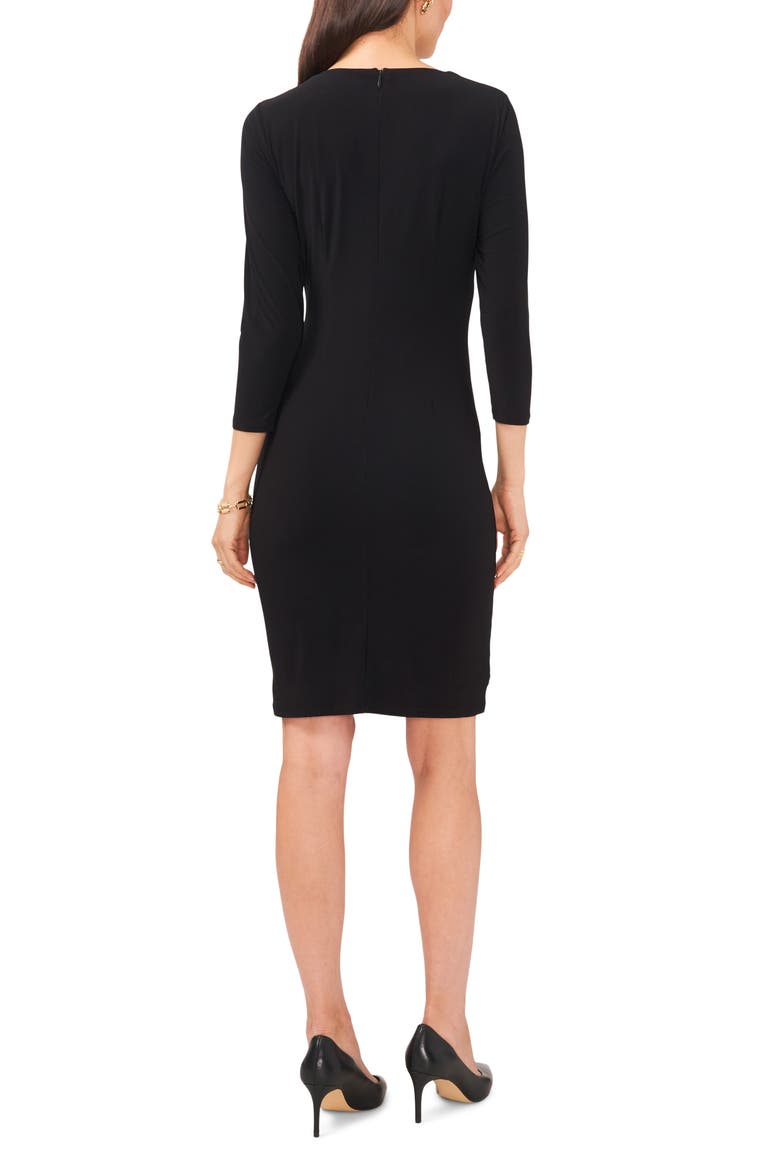 Keyhole Faux Wrap Dress, Alternate, color, BLACK