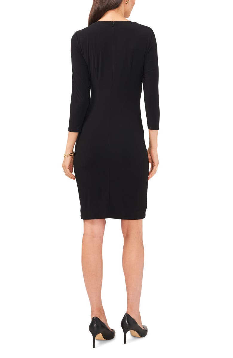 Chaus Keyhole Faux Wrap Dress, Alternate, color, Black