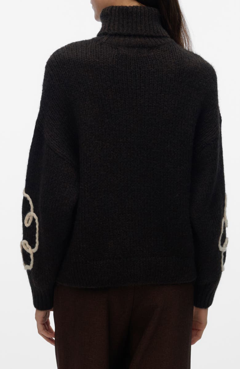 VERO MODA Fatima Floral Turtleneck Graphic Sweater, Alternate, color, Chocolate Torte Deta