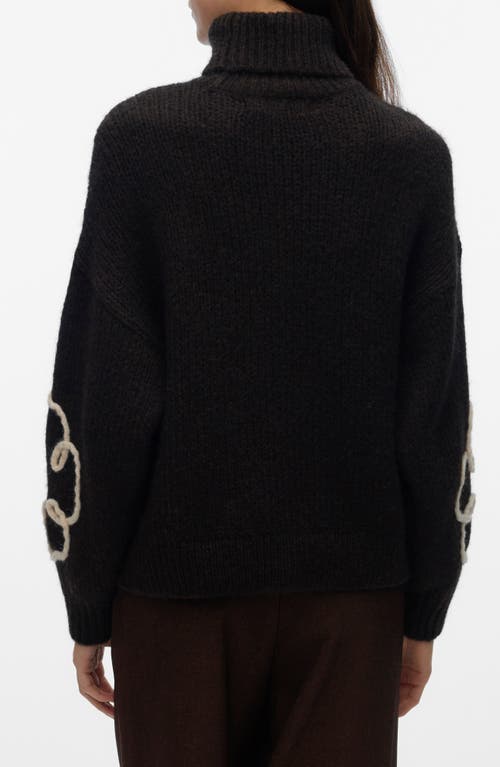 Vero Moda Fatima Floral Turtleneck Graphic Sweater In Black