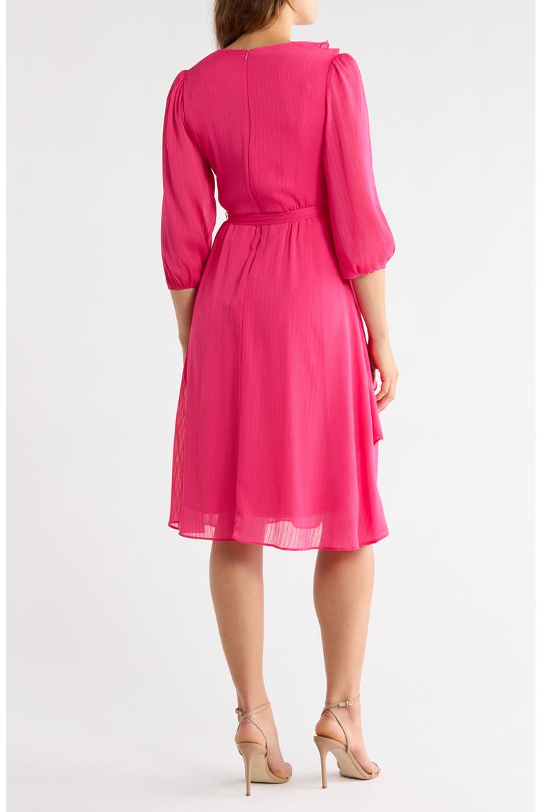 Ruffled Chiffon Midi Dress, Alternate, color, HOT PINK