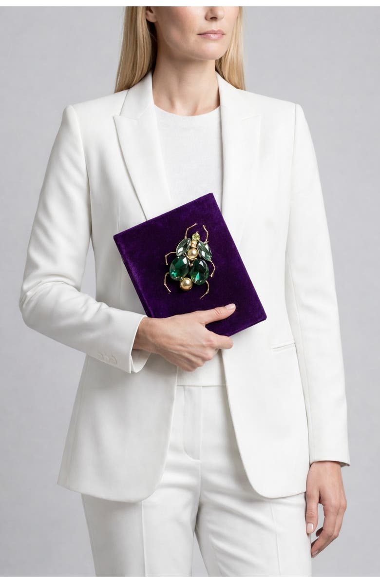 LarAllan Tofe Velvet Book Clutch, Alternate, color, Purple