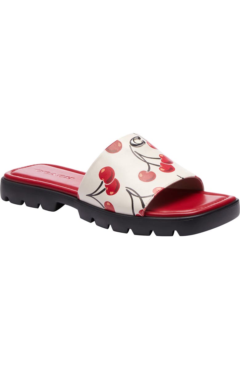 COACH Florence Cherry Print Slide Sandal, Main, color,