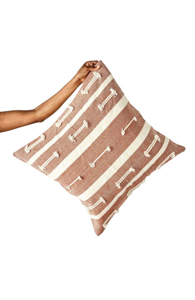 kanju Interiors Boho Sienna Euro Sham Cotton Throw Pillow - Cover Only, Main, color, Brown