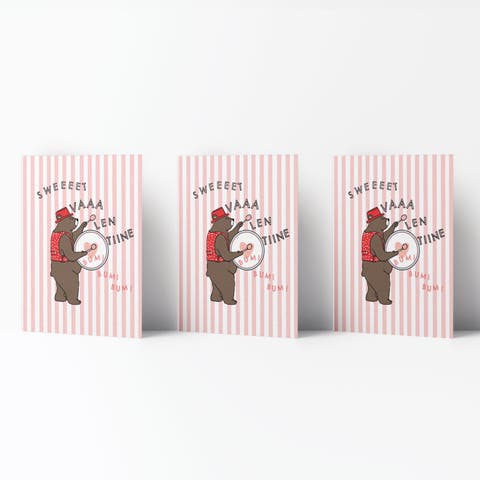 Valentine's Day Friendship Greeting Card Pack Sets, 'Sweet VA LEN TINE Bear Song' (3 ct)