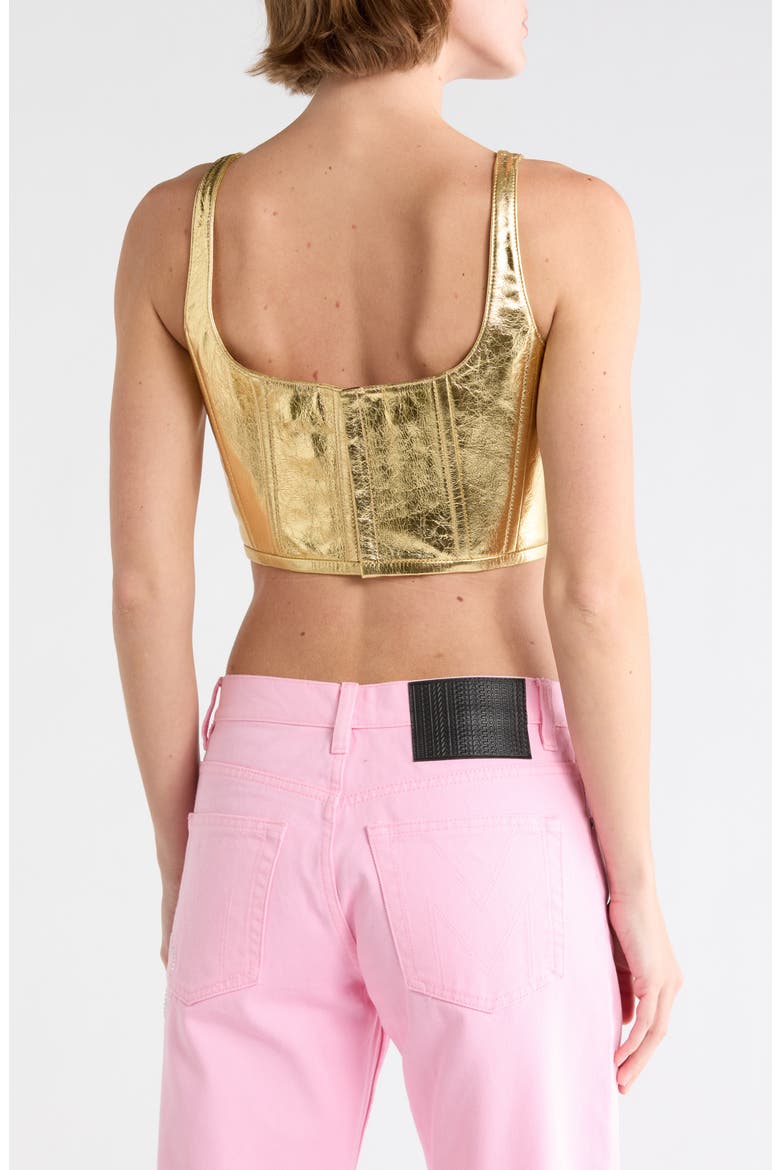 Metallic Leather Corset, Alternate, color, GOLD