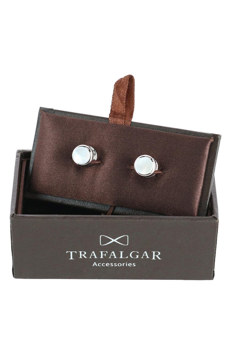 Trafalgar Sutton Mother-of-Pearl Stud Set, Alternate, color, Silver