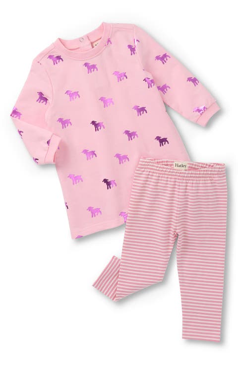 Lamb Print Long Sleeve Dress & Leggings Set (Baby)