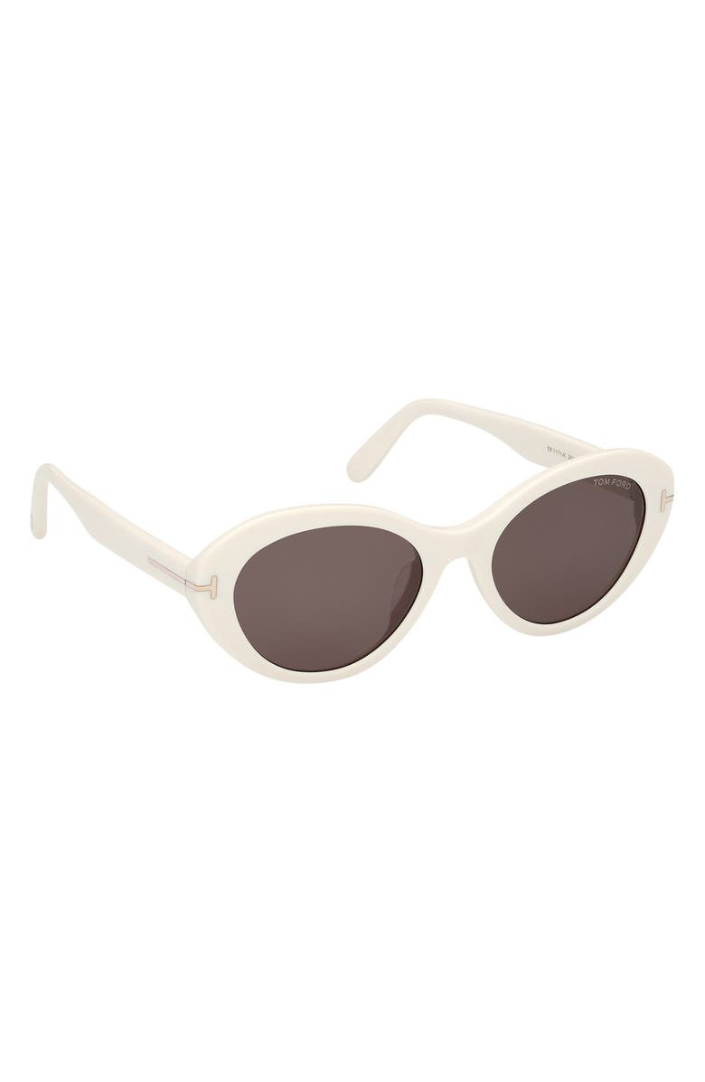 TOM FORD 53mm Oval Sunglasses, Alternate, color, Ivory / Smoke