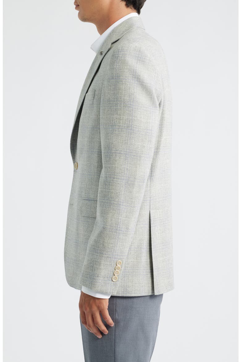 Midland Contemporary Fit Light Grey Deco Plaid Wool & Cashmere Sport Coat, Alternate, color, LIGHT GREY