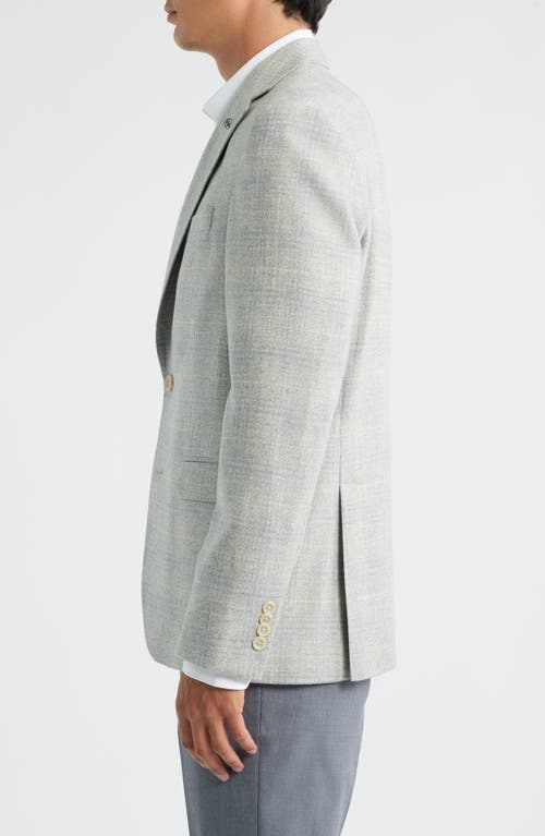Jack Victor Midland Contemporary Fit Light Grey Deco Plaid Wool & Cashmere Sport Coat In Gray