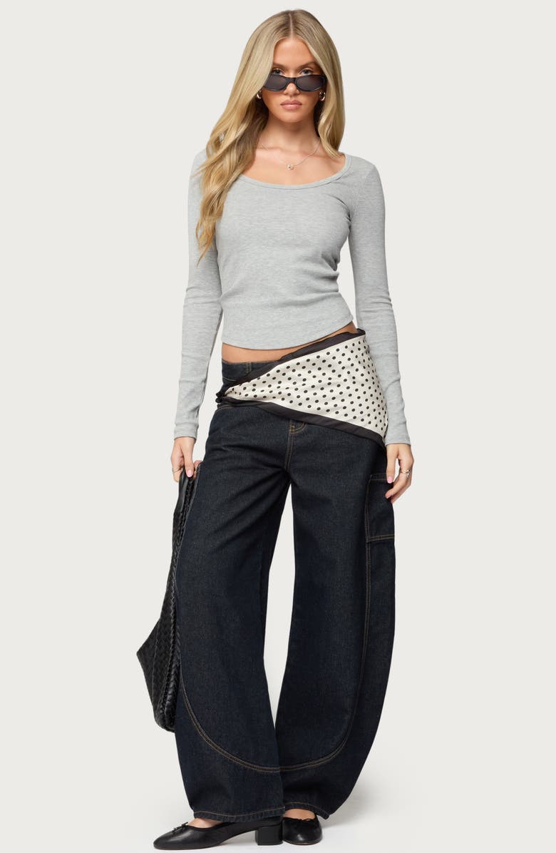 EDIKTED Makenna Rib Scoop Neck Top, Alternate, color, Gray-Melange