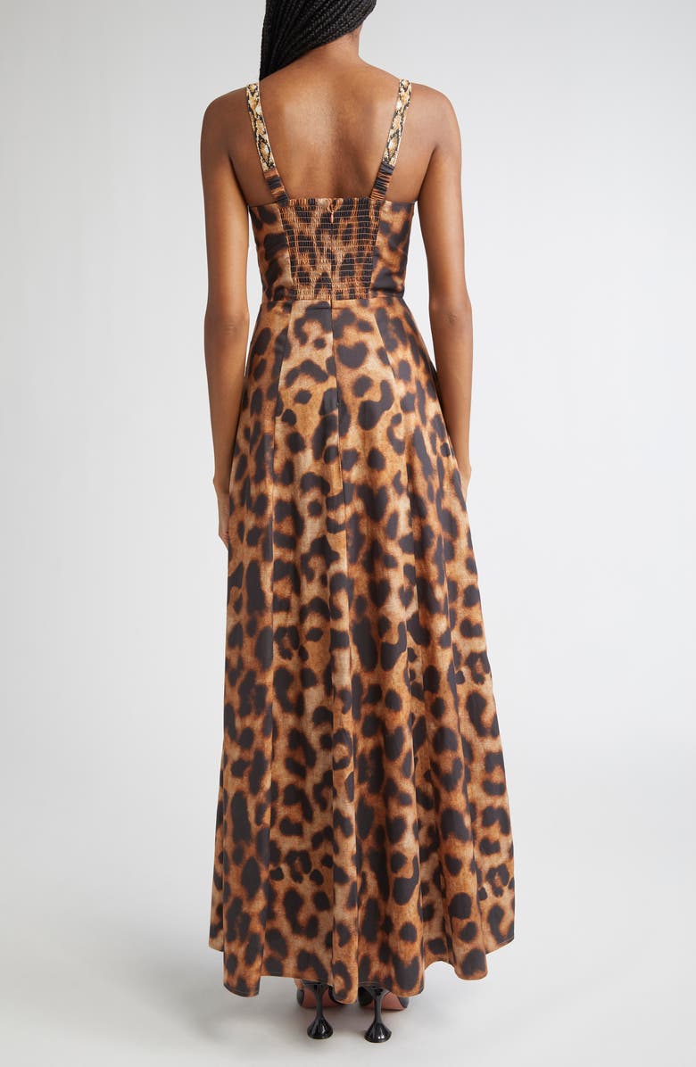 L'AGENCE Sutton Leopard Print Gown, Alternate, color, Tan/ Black Leopard Print