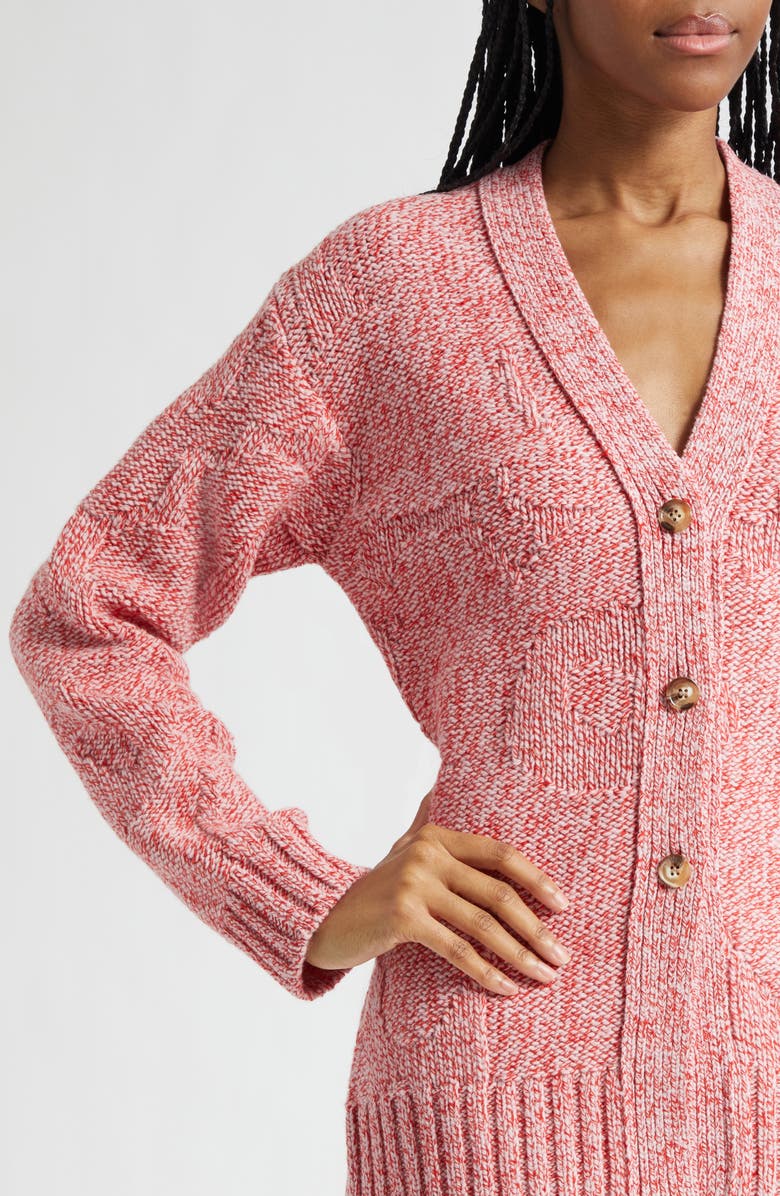 Marimekko Aamu Unikko Wool Cardigan, Alternate, color, Red Melange