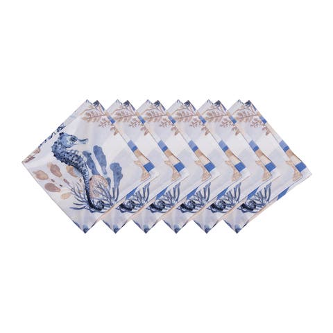 Seahorse Sands Reversible Graphic Print Machine Washable Napkins Set of 6