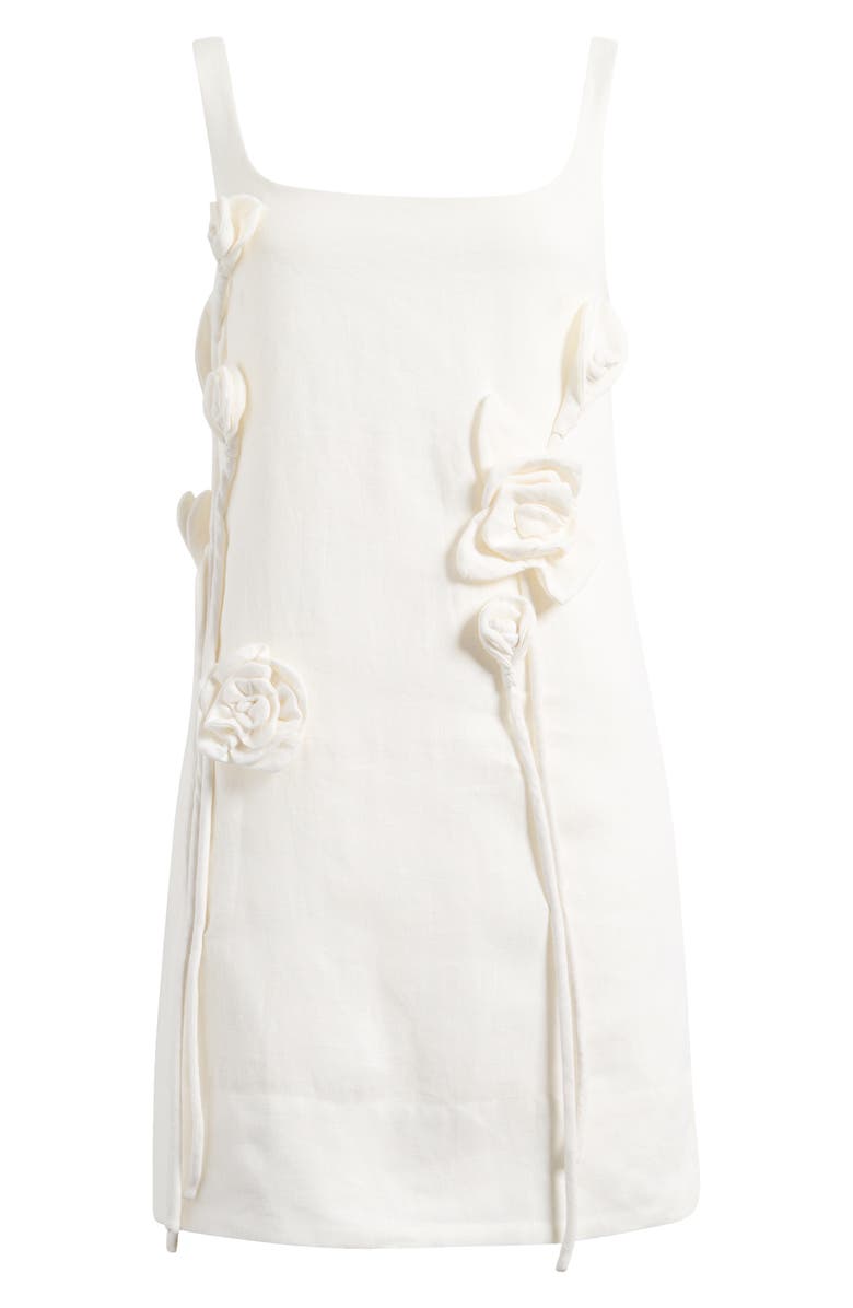 FARM Rio Rosette Linen Minidress, Alternate, color, Off-White