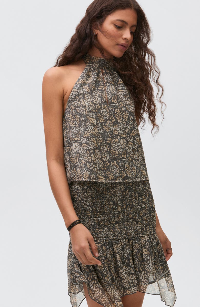 MANGO TEEN Smocked Handkercheif Hem Miniskirt, Alternate, color, Ecru