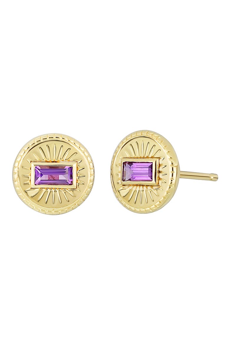 Stud Earrings, Main, color, 14K GOLD/ PURPLE AMETHYST