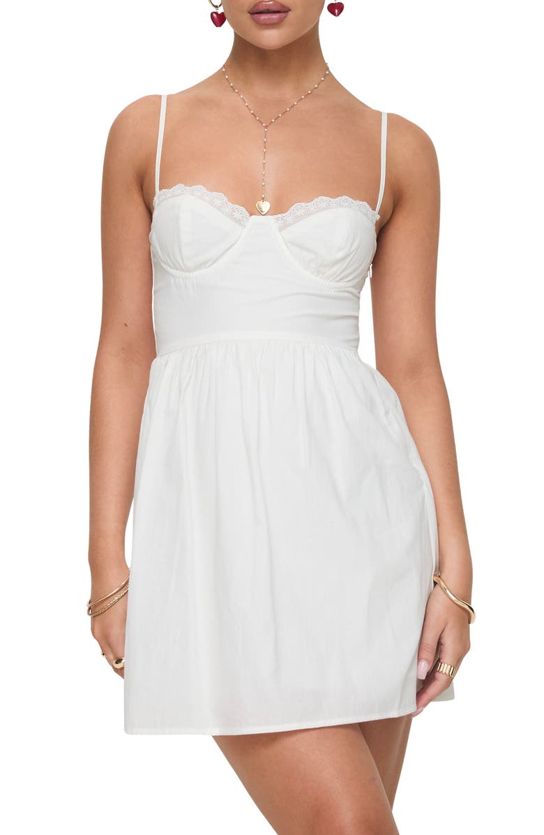 Princess Polly Lyonne Cotton Minidress, Main, color, White