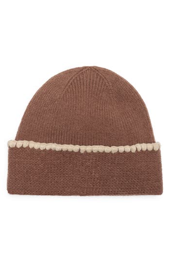 Vince Camuto Whipstitch Cuff Beanie In Brown