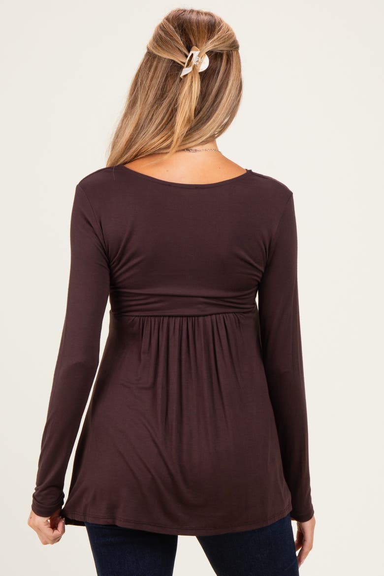 Brown Long Sleeve Draped Front Nursing Top, Alternate, color, Brown