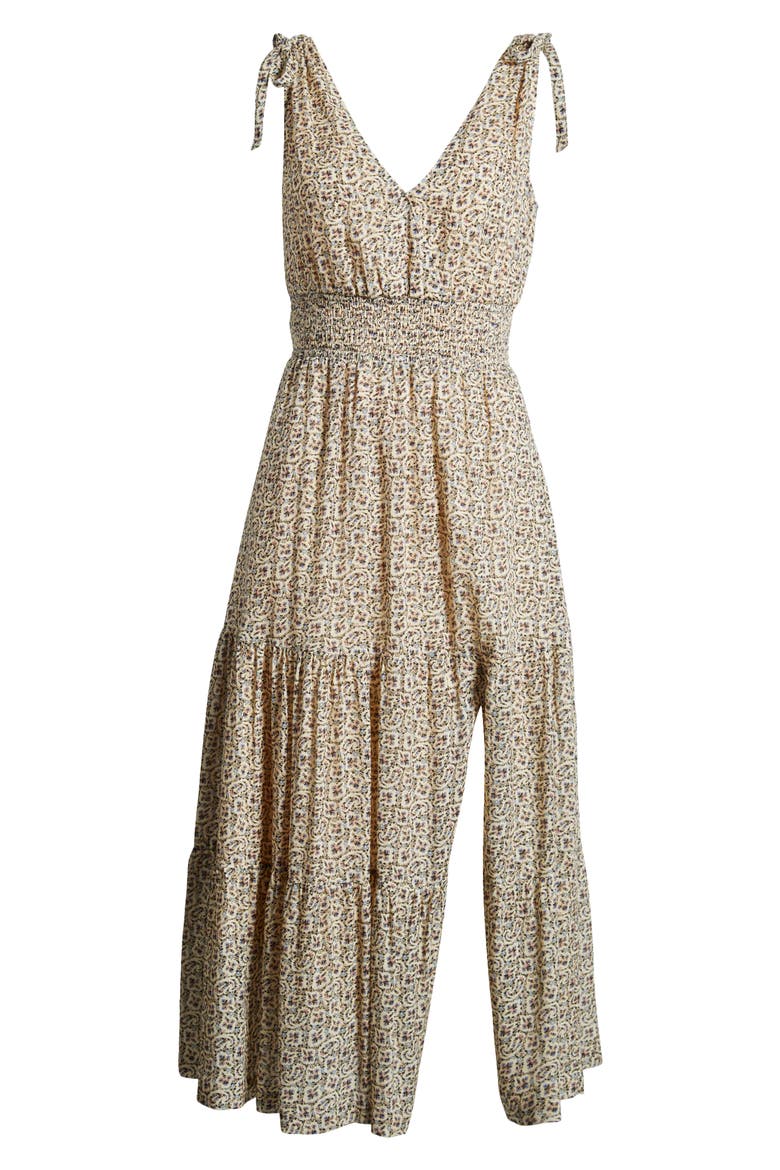 Karlissa Print Smocked Waist Sleeveless Tiered Dress, Alternate, color, BTR BLK MT