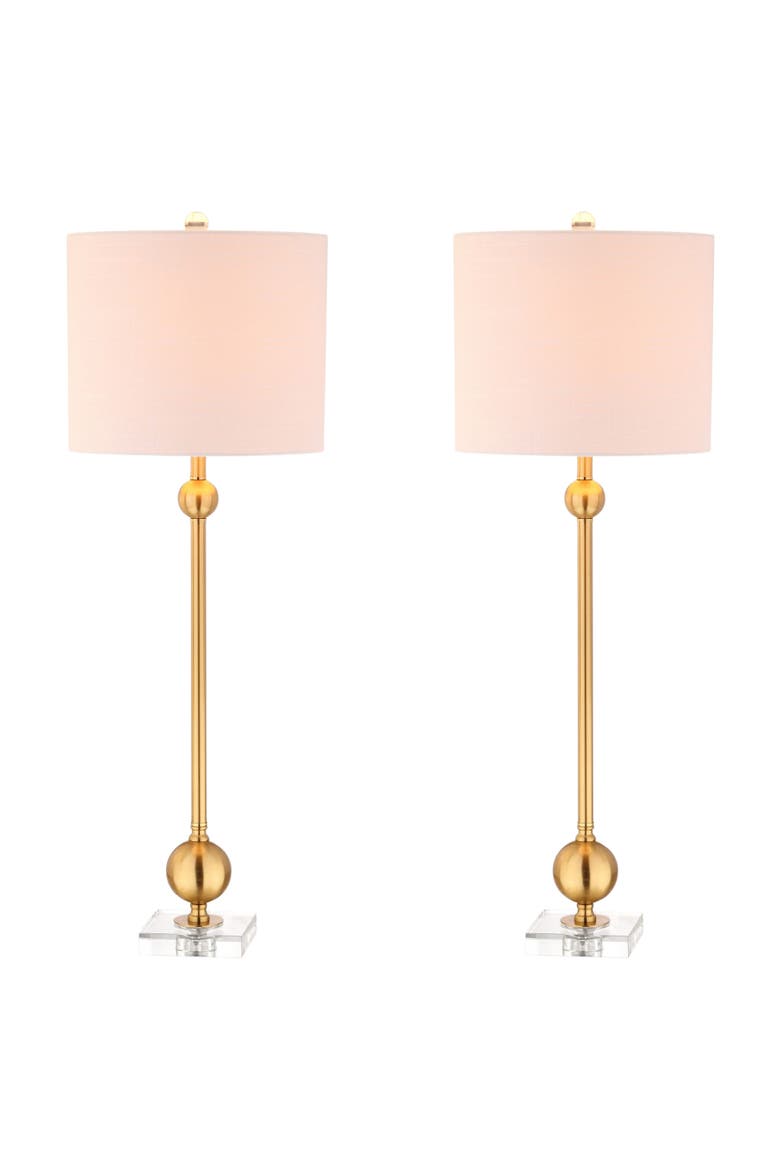 Hollis 34" Metal LED Table Lamp, Brass with Crystal Base, Main, color, Brass