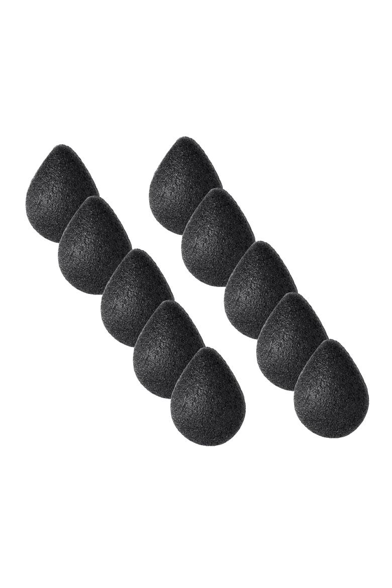 Natural Wood Charcoal Konjac Sponge 10-Pack, Main, color, Multicolor