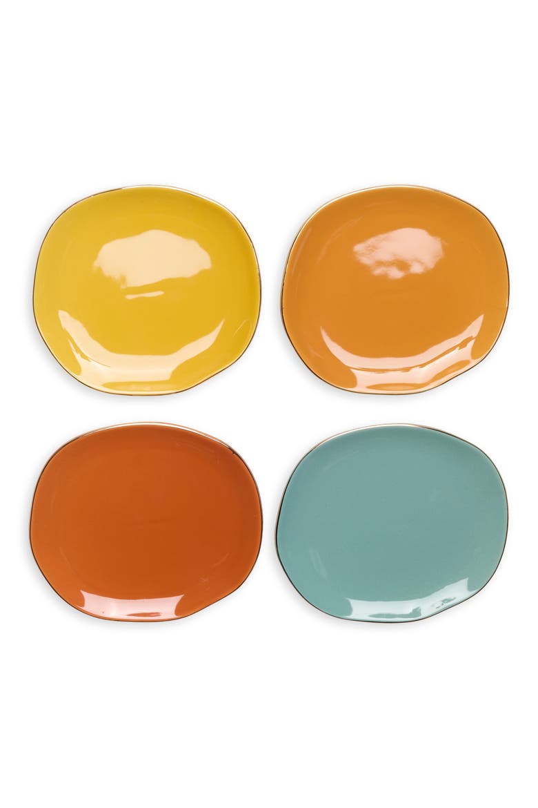 Pebble Set of 4 Dinnerware Plates, Main, color, ORANGE MULTI