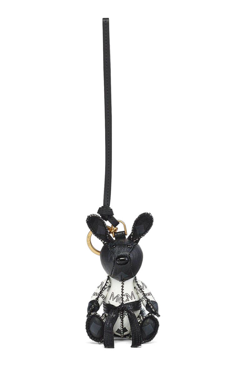 Aren Taekwondo Rabbit Charm in Visetos, Main, color, Black and White