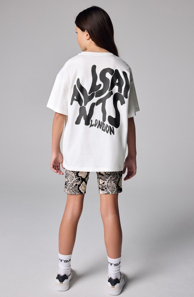 smALLSAINTS by ALLSAINTS Kids' Orlando Graphic T-Shirt & Snake Print Bike Shorts Set, Alternate, color, White