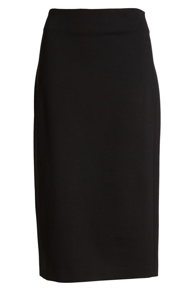 Ponte Midi Pencil Skirt, Alternate, color, RICH BLACK