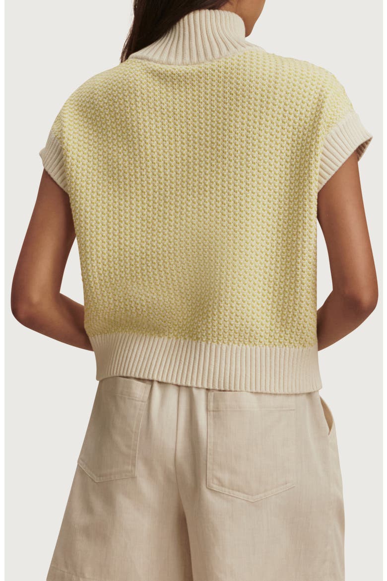 Fowley Quarter Zip Short Sleeve Sweater, Alternate, color, SNOW WHITE / LIMEADE