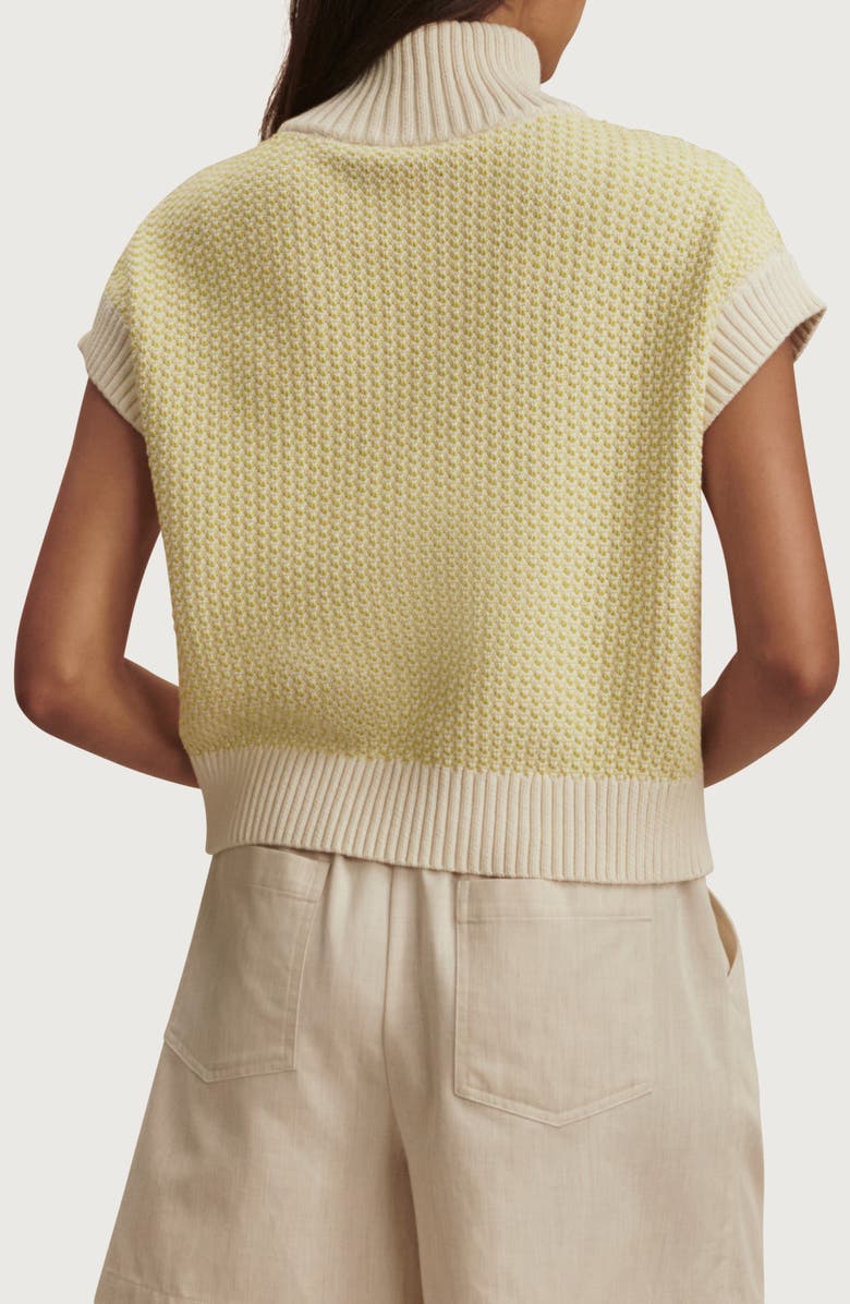 Varley Fowley Quarter Zip Short Sleeve Sweater, Alternate, color, Snow White / Limeade