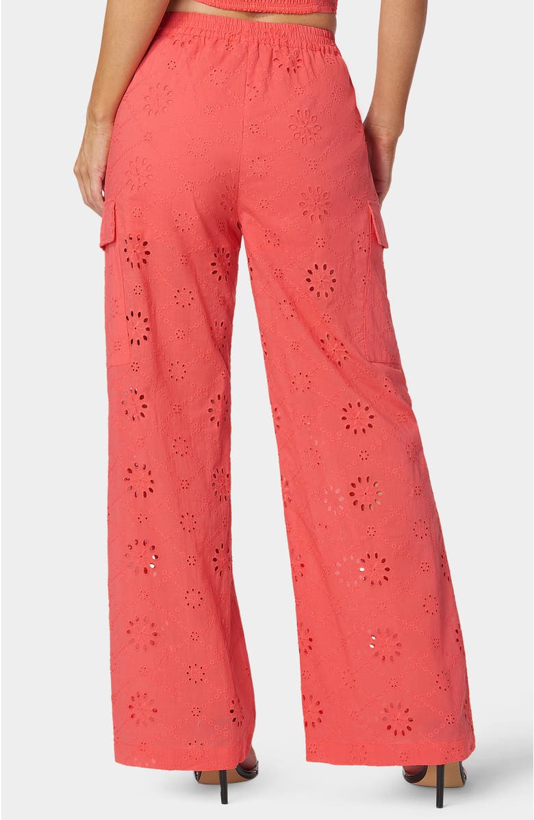 bebe Natural Waist Palazzo Leg Cargo Pant, Alternate, color, Calypso Coral