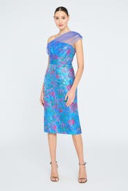 Theia Jaylen Draped Shawl Dress