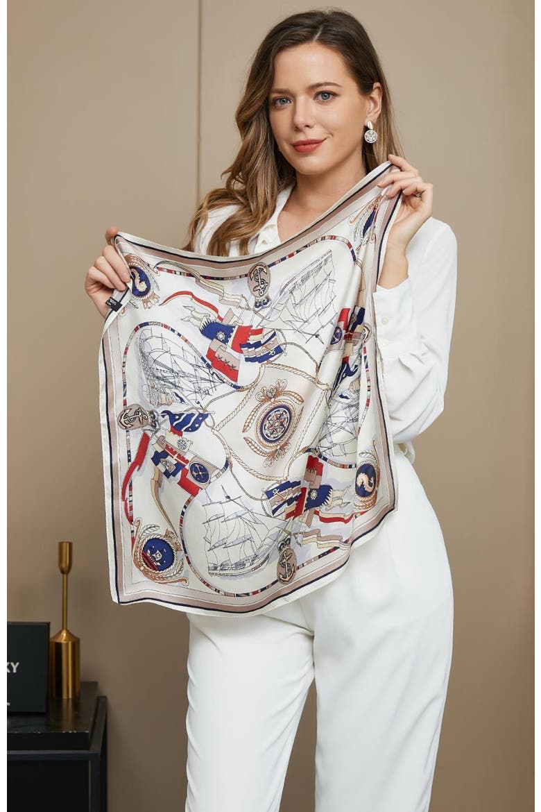 100% Pure Silk Printed Square Scarf, Alternate, color, Multi