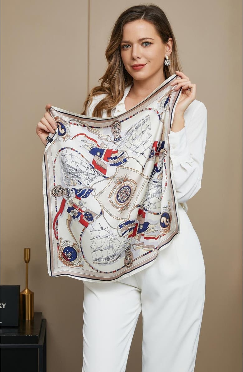 SILKSILKY 100% Pure Silk Printed Square Scarf, Alternate, color, Multi