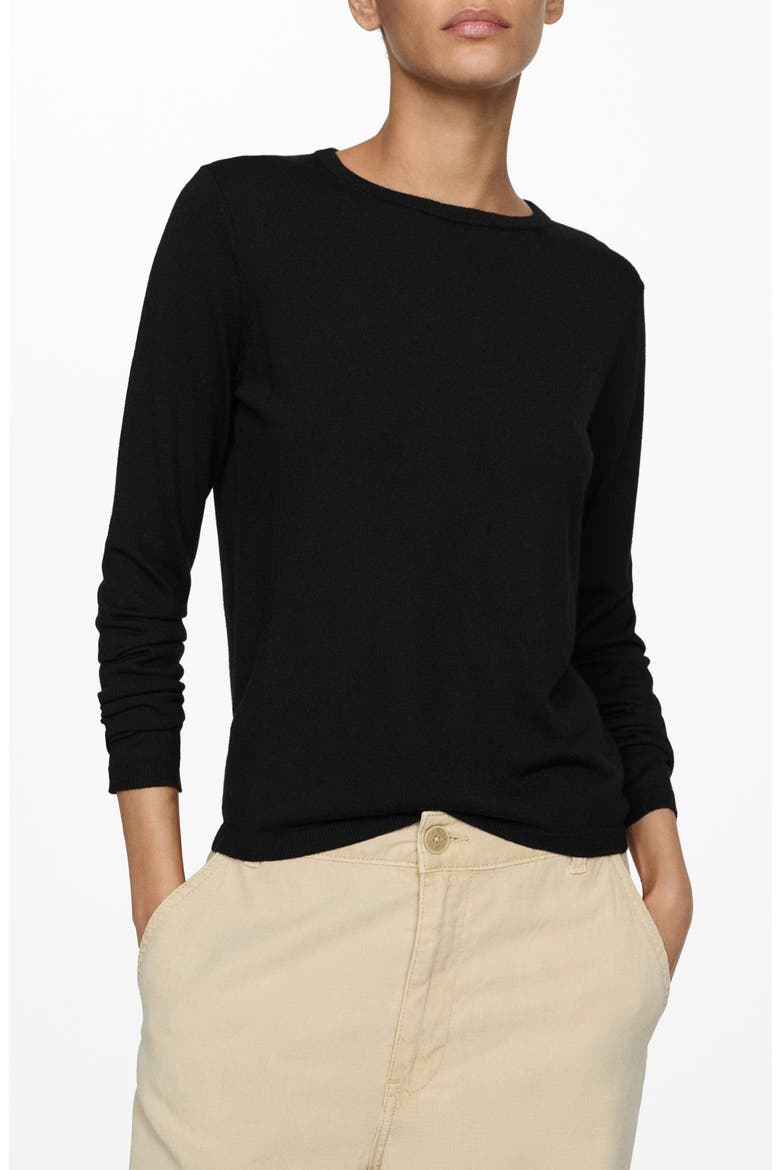 Lightweight Crewneck Sweater, Main, color, BLACK