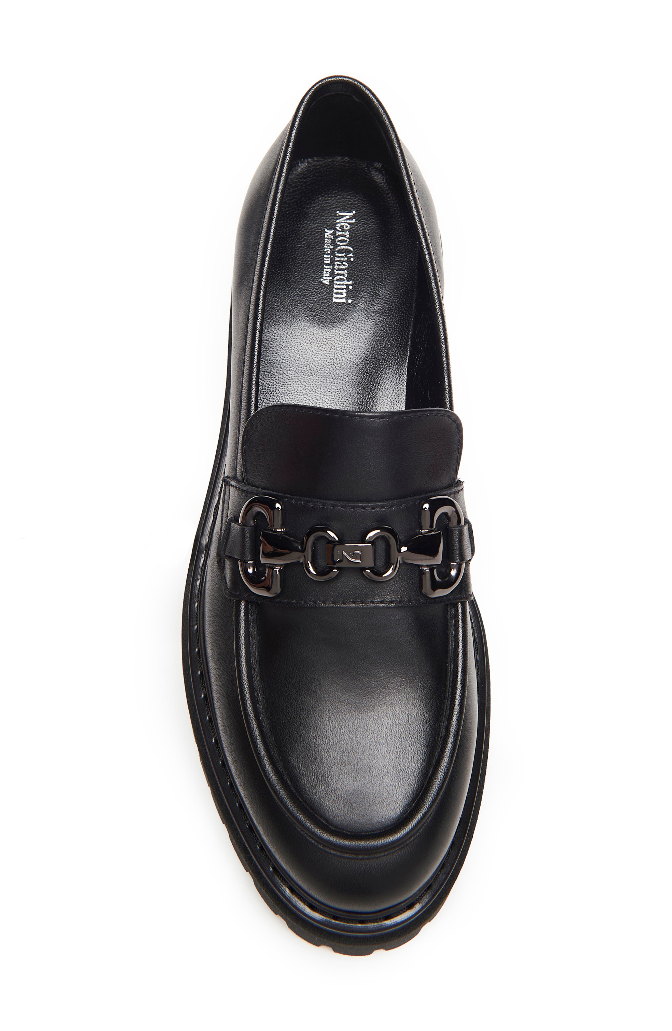 NeroGiardini Lug Sole Bit Loafer, Alternate, color, Black