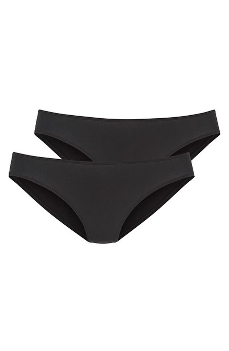 LASCANA 2 Pk Basic Hipster Panties, Main, color, Black