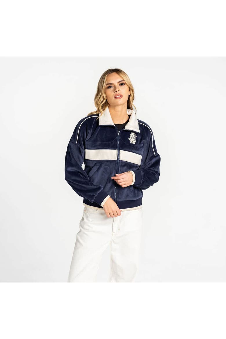 Women's The Wild Collective  Navy Chicago Cubs Velvet Corduroy Full-Zip Jacket, Alternate, color, Navy