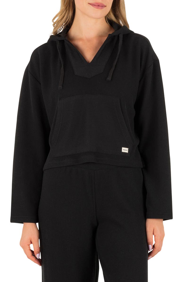 Hurley Positano Rib Hoodie, Main, color, Black