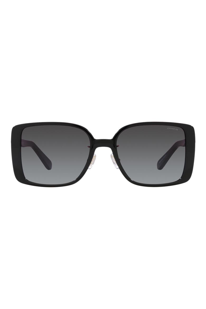 56mm Gradient Square Sunglasses, Main, color, BLACK