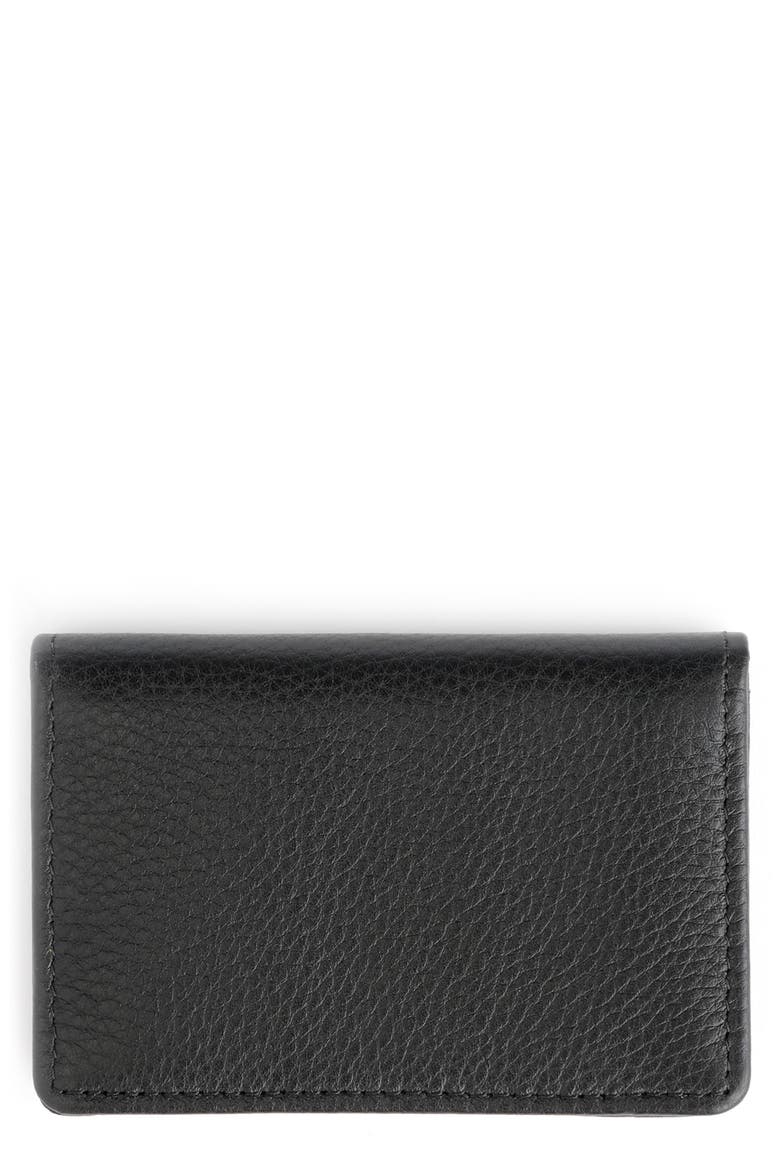 Personalized Leather Card Case, Main, color, BLACK- DEBOSS