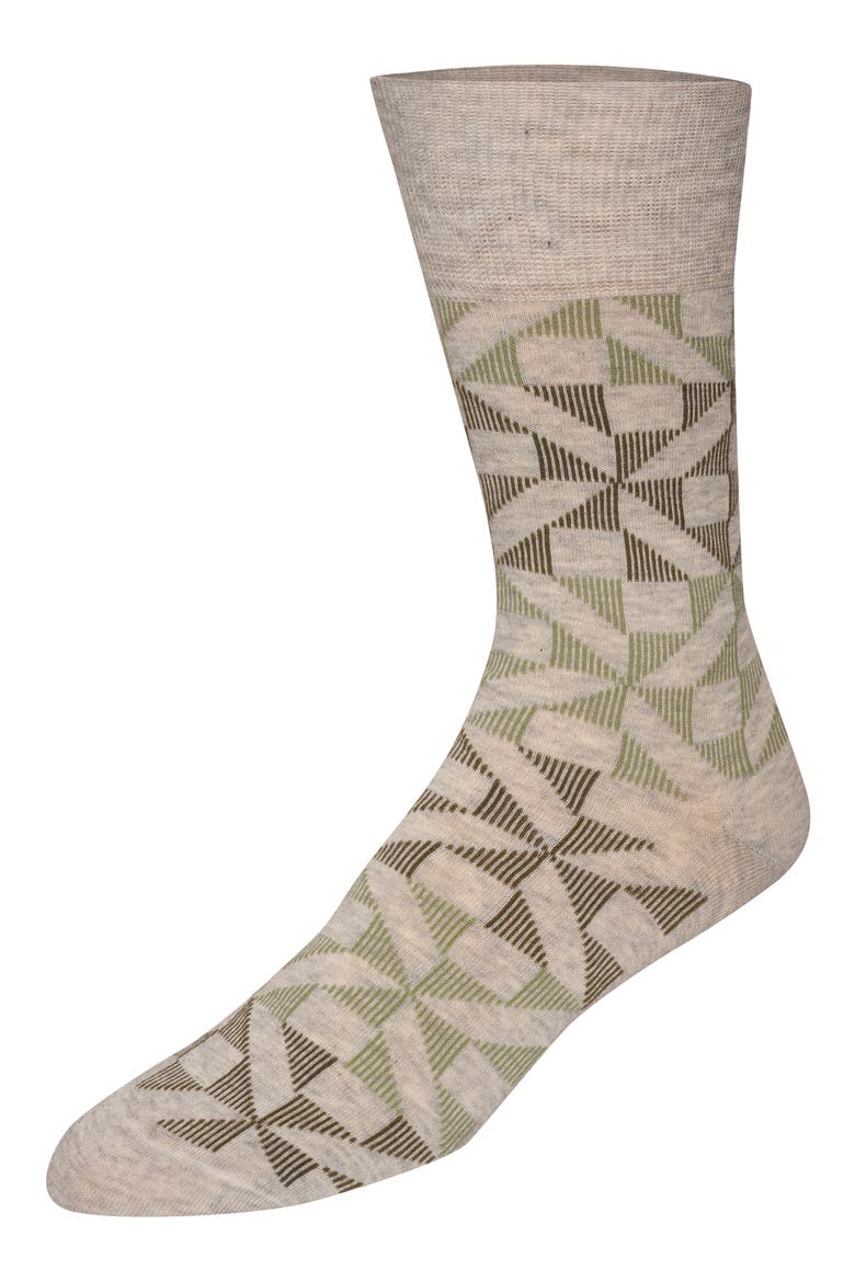 Geometric Pattern Cotton Blend Dress Socks, Main, color, LIGHT GREY HEATHER