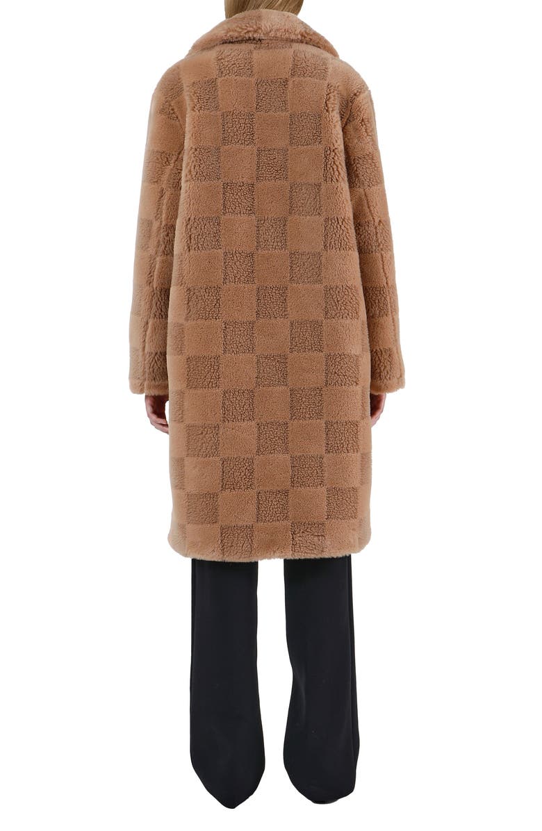 Apparis Tikka Checkerboard Faux Fur Coat, Alternate, color, 