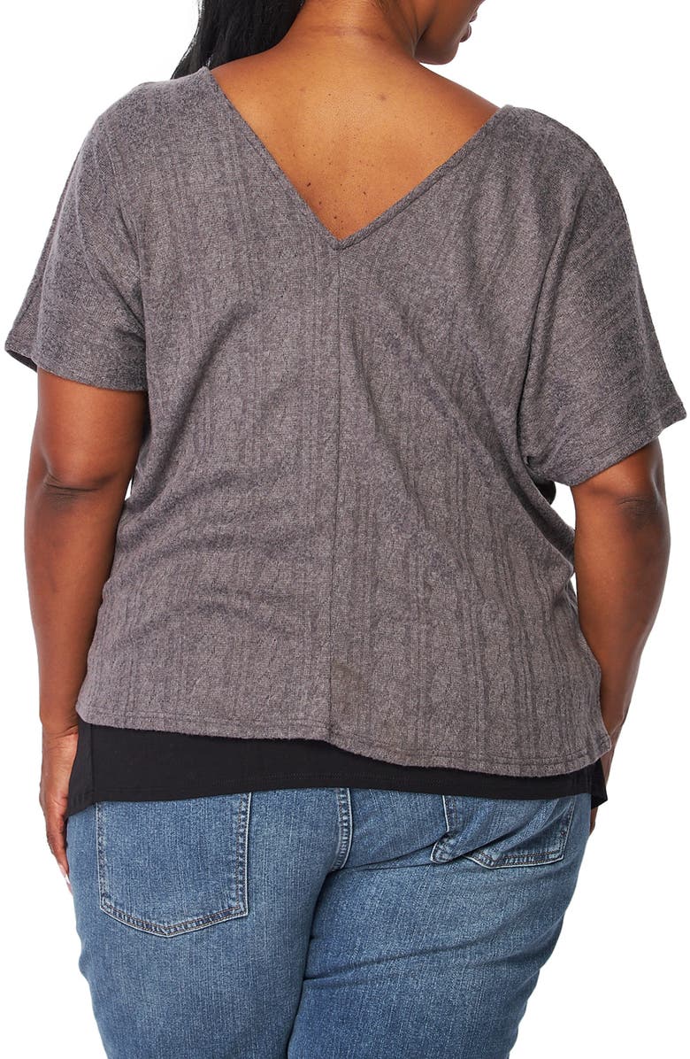 BLUEGREY Double V-Neck Top, Alternate, color, Grey