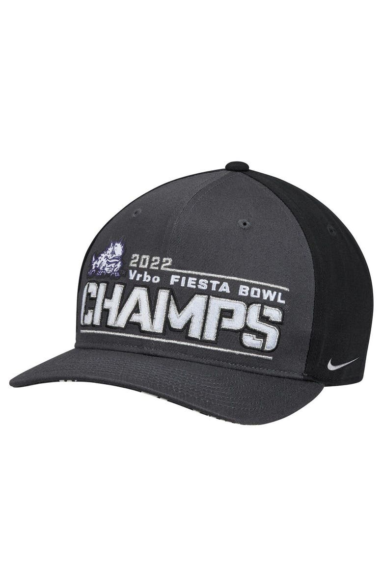 Nike Men's Nike Black TCU Horned Frogs College Football Playoff 2022 Fiesta Bowl Champions Locker Room CL99 Adjustable Hat, Main, color,