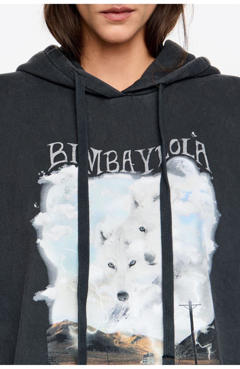 Bimba y Lola Landscape Logo Hoodie, Alternate, color, Washed Black
